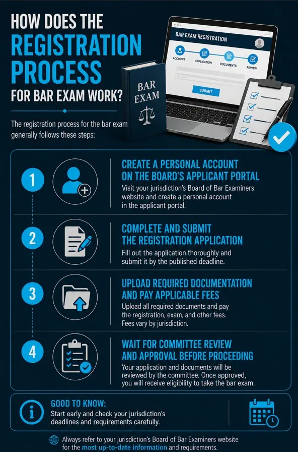 How does the Registration Process for bar exam work?