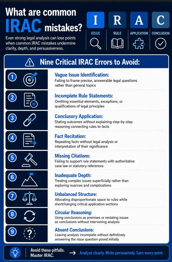 What are common IRAC mistakes?