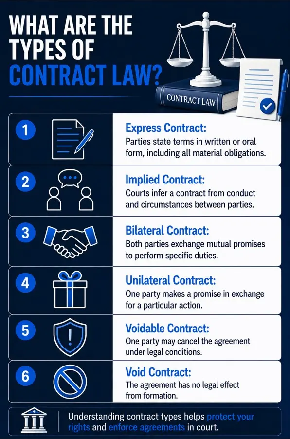 What are the types of Contract Law?